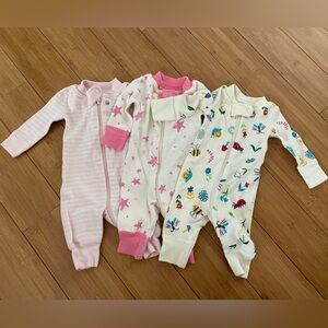 Set of 3 Baby Girl Hanna Anderson Moon and Back Pjs